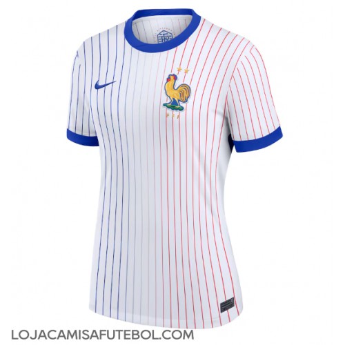 Camisa de Futebol França Equipamento Secundário Mulheres Europeu 2024 Manga Curta